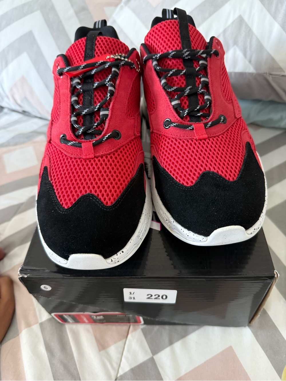 Triple 7 Fiery Red and Black Athletic Sneakers